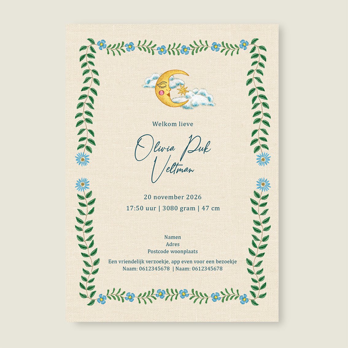 Sample Embroider Swan Heart Blue - Story of July