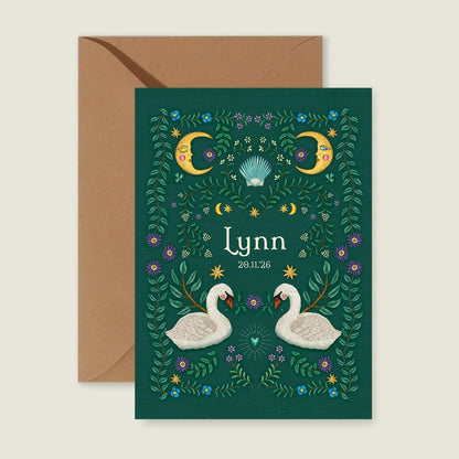 Sample Embroider Swan Heart Darkgreen - Story of July