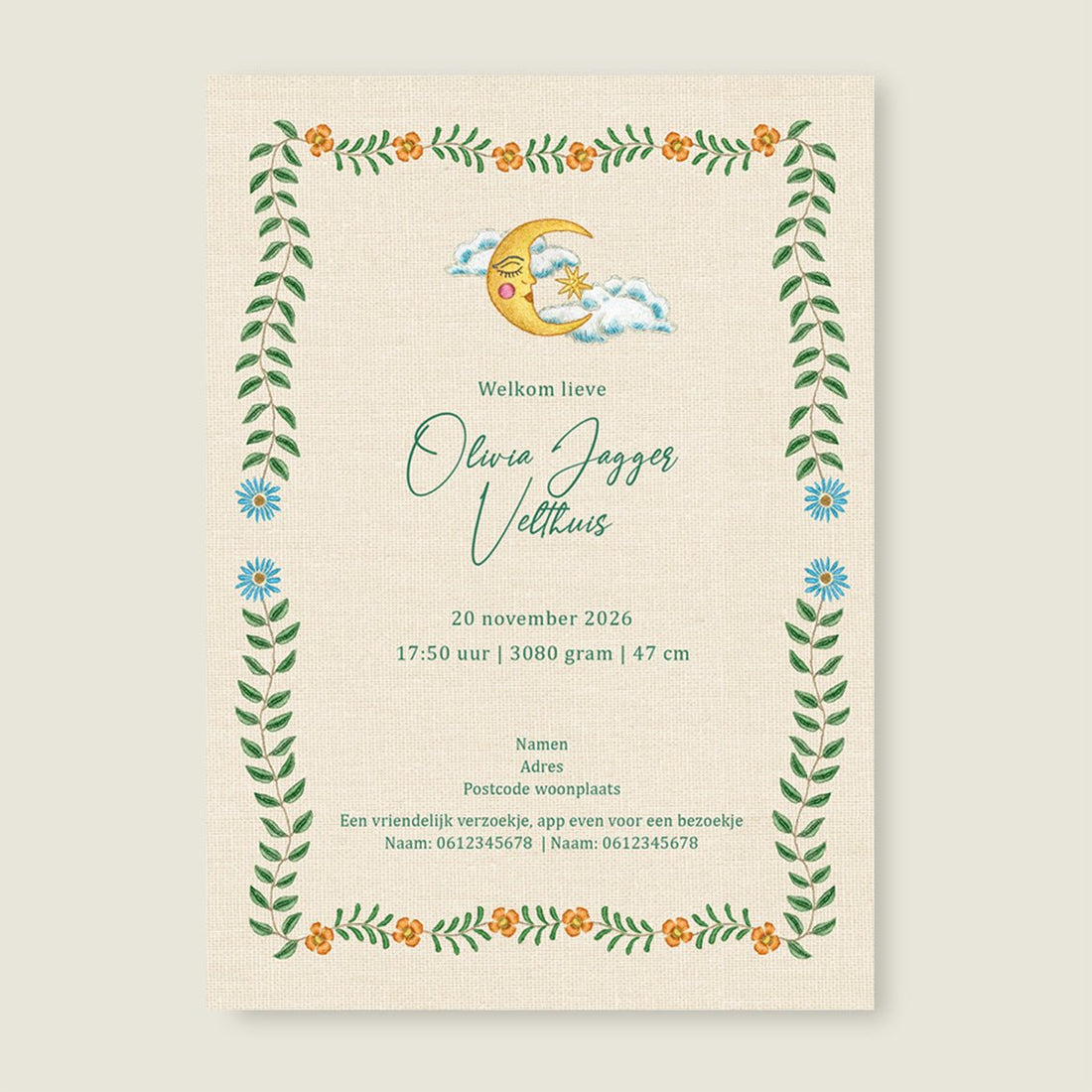 Sample Embroider Swan Heart Light Green - Story of July