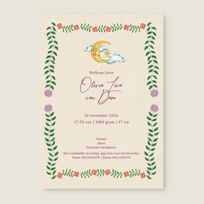 Sample Embroider Swan Heart Paars - Story of July