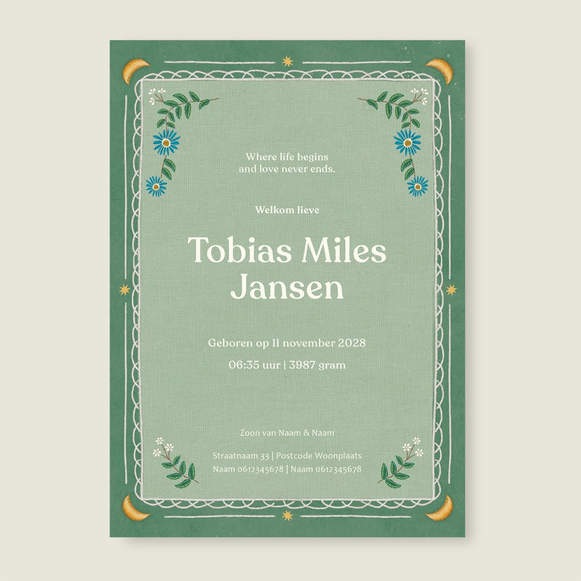 Sample Heart Bird Green - Story of July