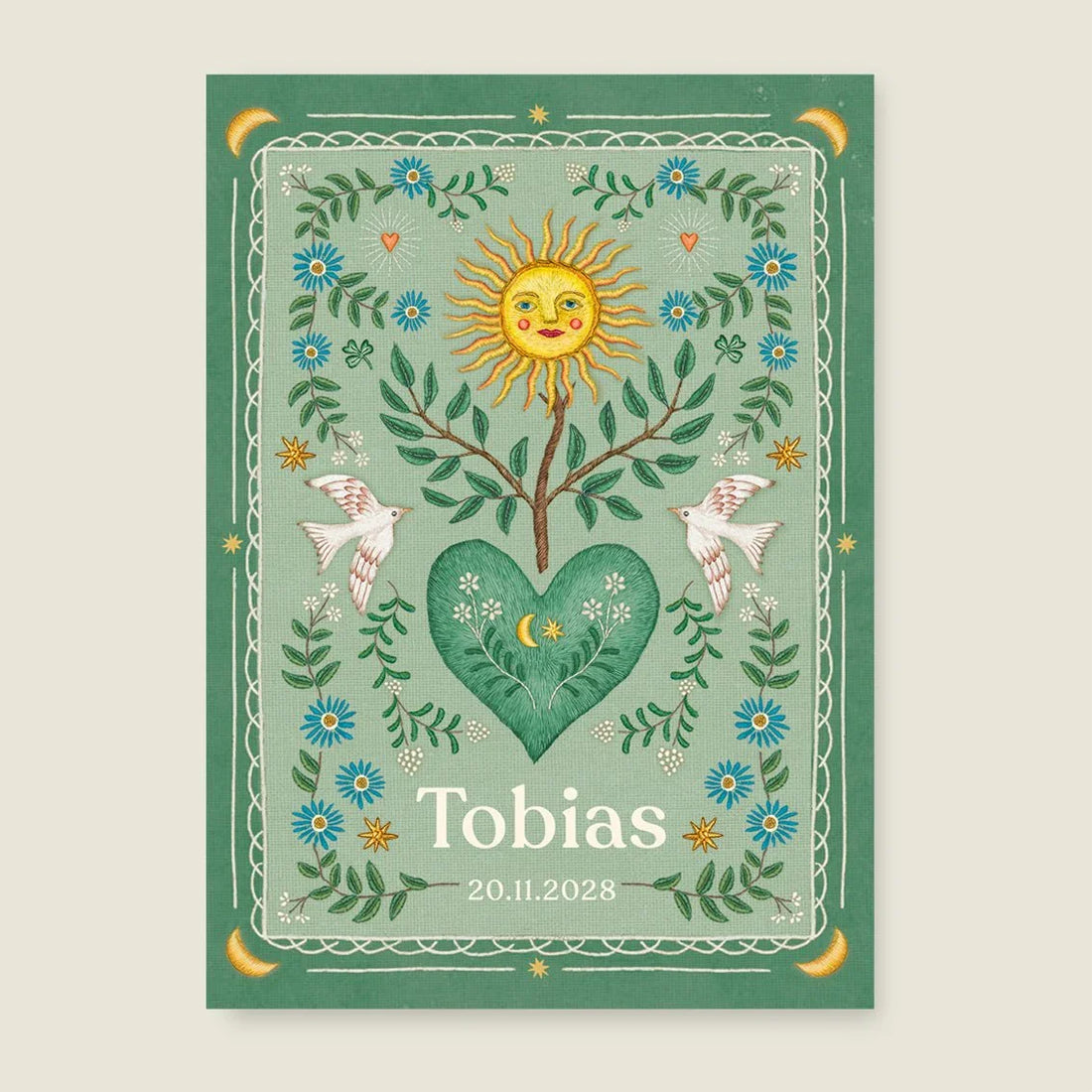 Sample Heart Bird Green - Story of July