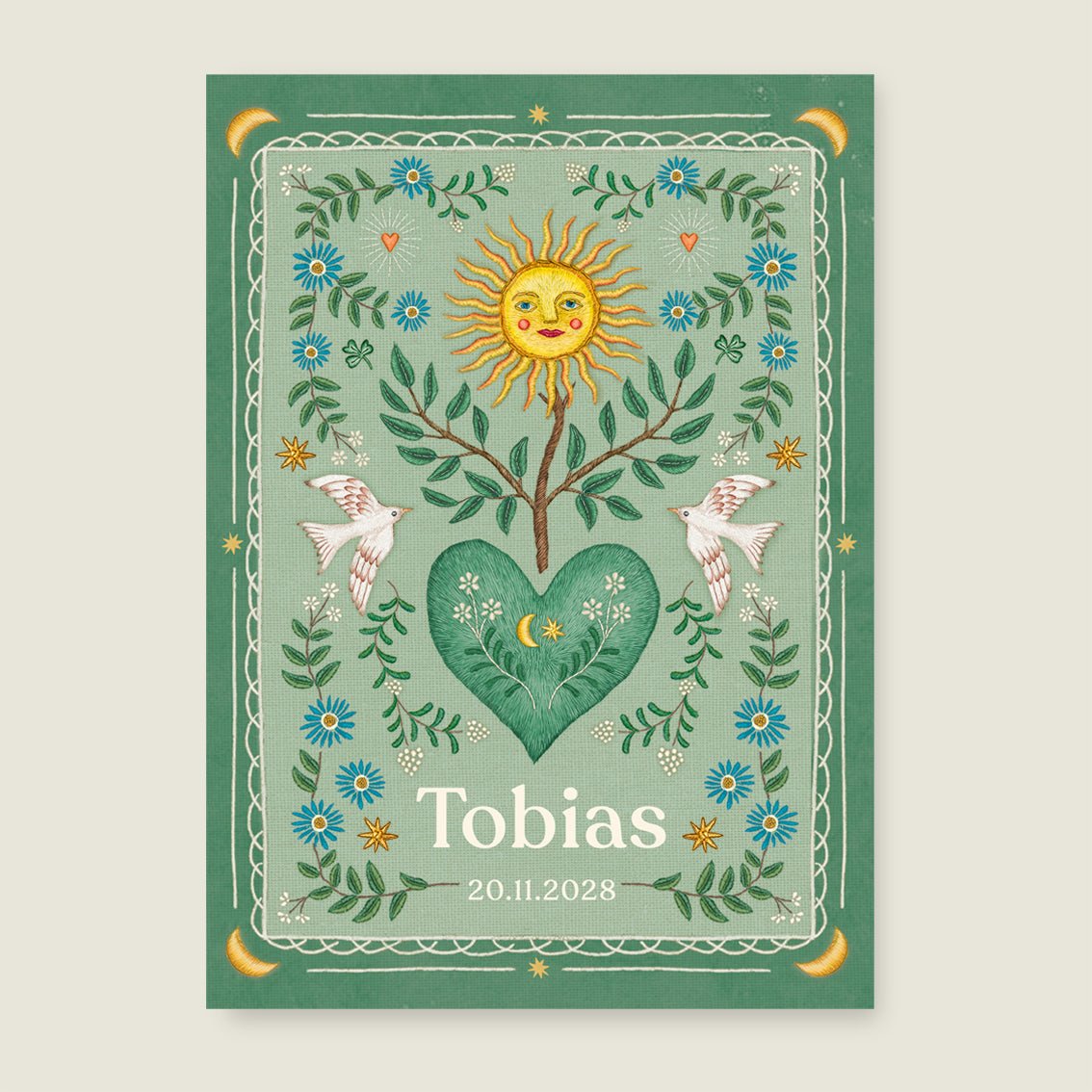 Sample Heart Bird Green - Story of July