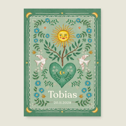 Sample Heart Bird Green - Story of July