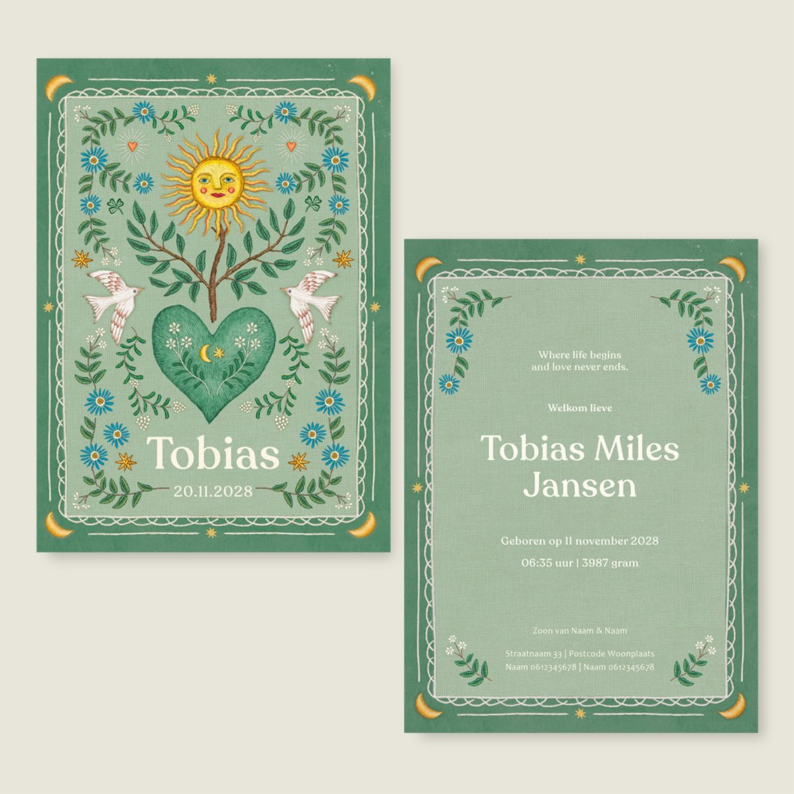 Sample Heart Bird Green - Story of July