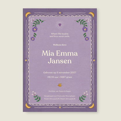 Sample Heart Bird Paars - Story of July