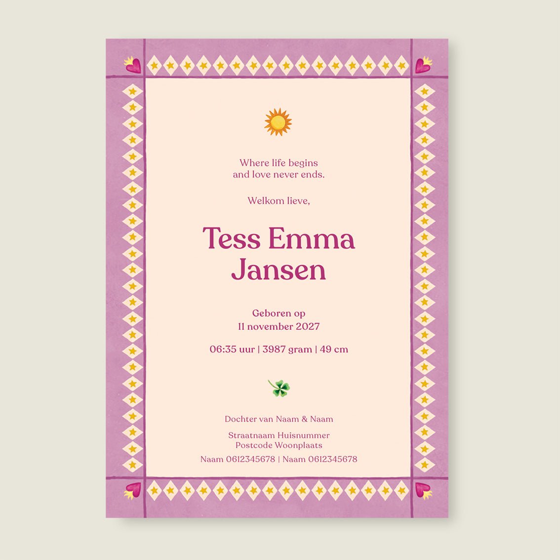 Sample Lovely Lion Heart Pink - Story of July