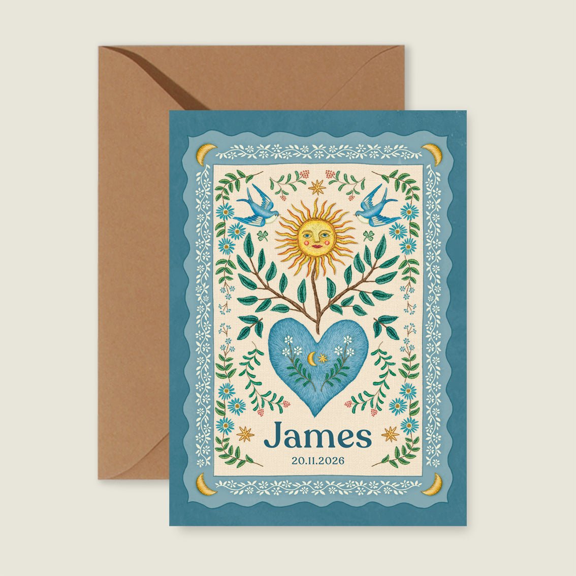 Sample Sparrow Birds Light Blue - Story of July