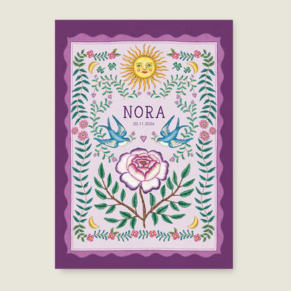 Sample Sparrow Birds Purple - Story of July