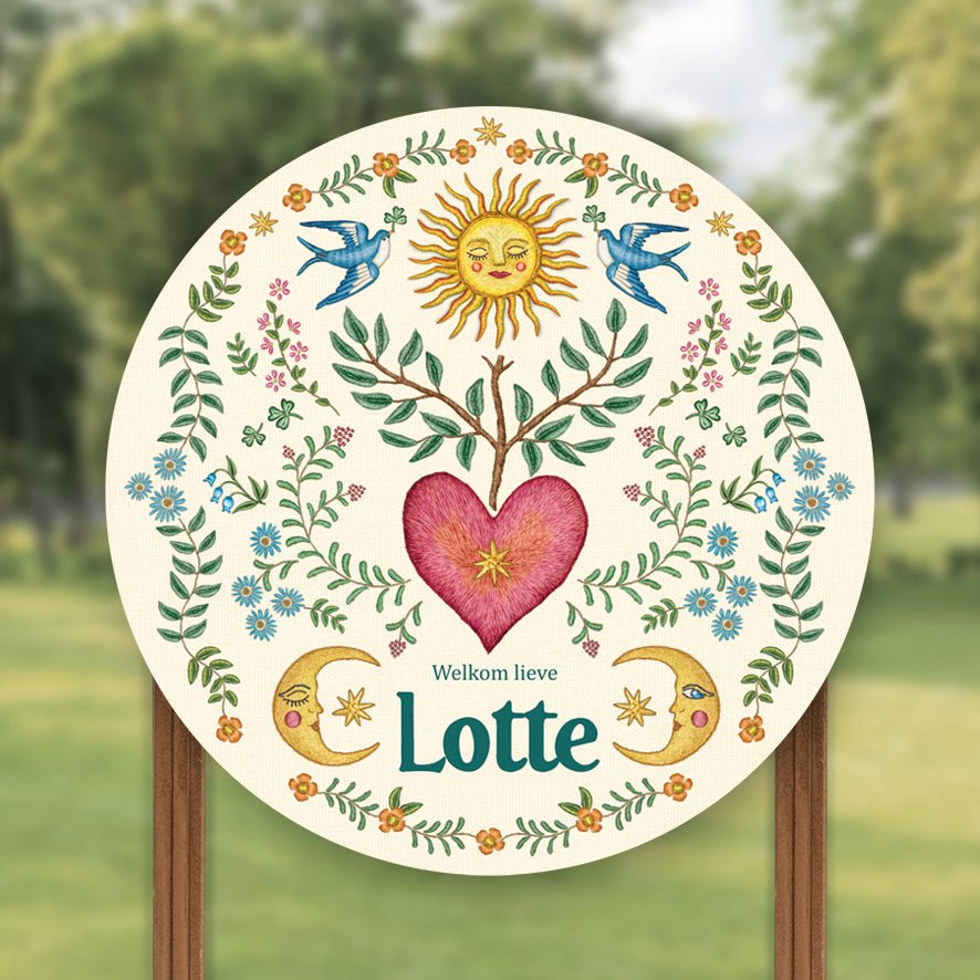 Tuinbord Embroider Heart - Story of July