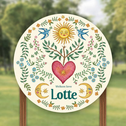 Tuinbord Embroider Heart - Story of July