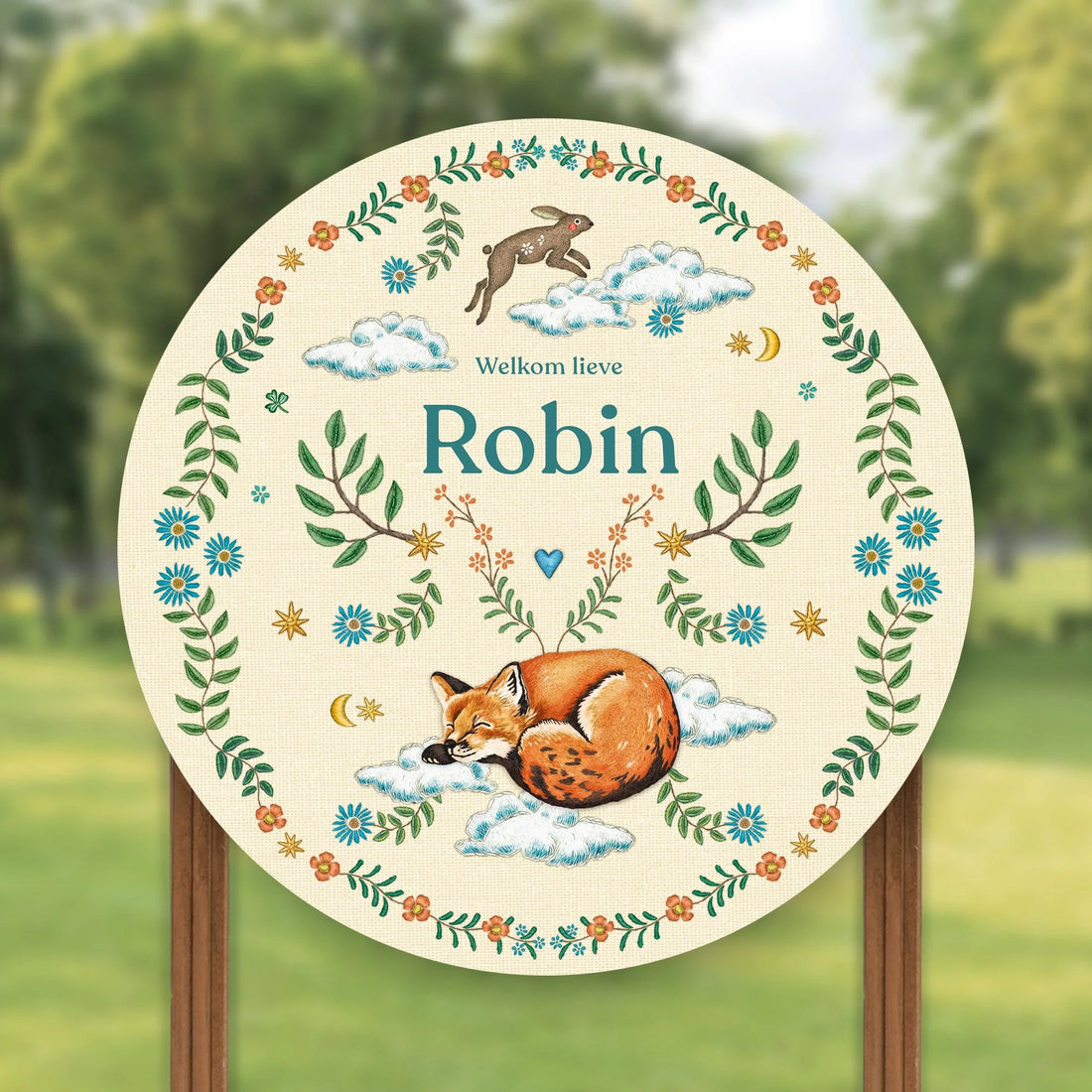 Tuinbord Embroider Rabbit Offwhite - Story of July
