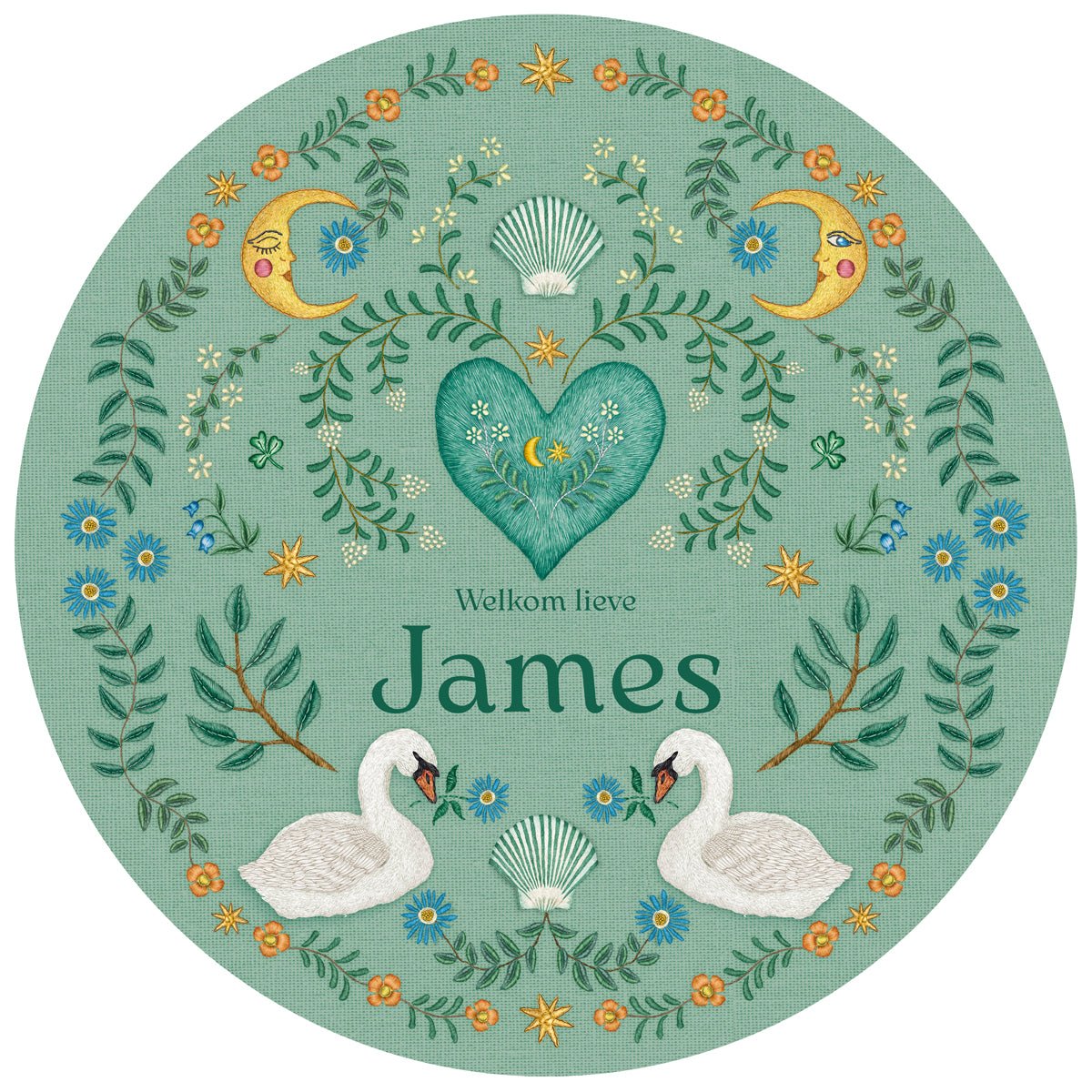 Tuinbord Embroider Swan Green - Story of July