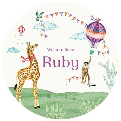 Tuinbord Monkey &amp; Giraffe - Story of July