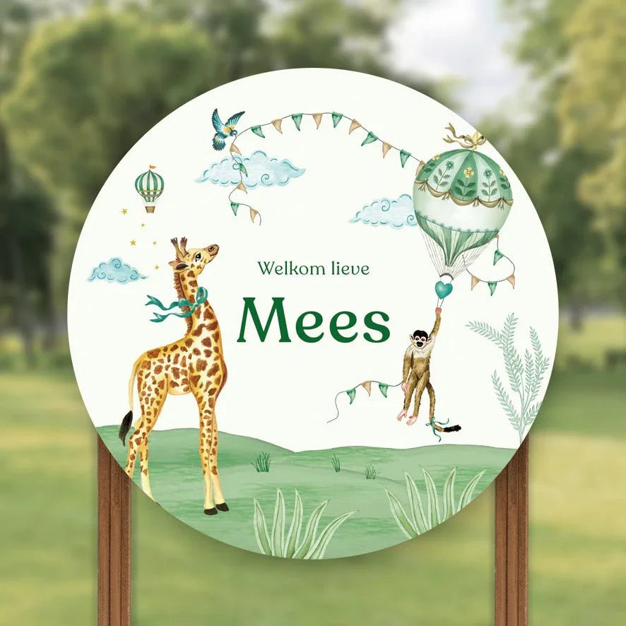 Tuinbord Monkey & Giraffe Green - Story of July