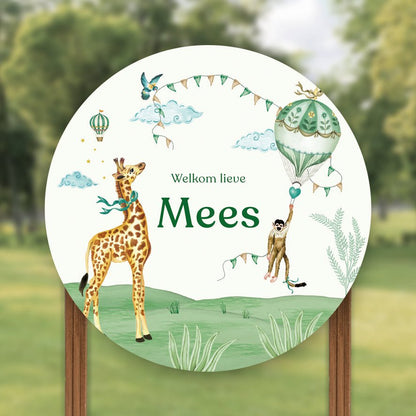 Tuinbord Monkey &amp; Giraffe Green - Story of July