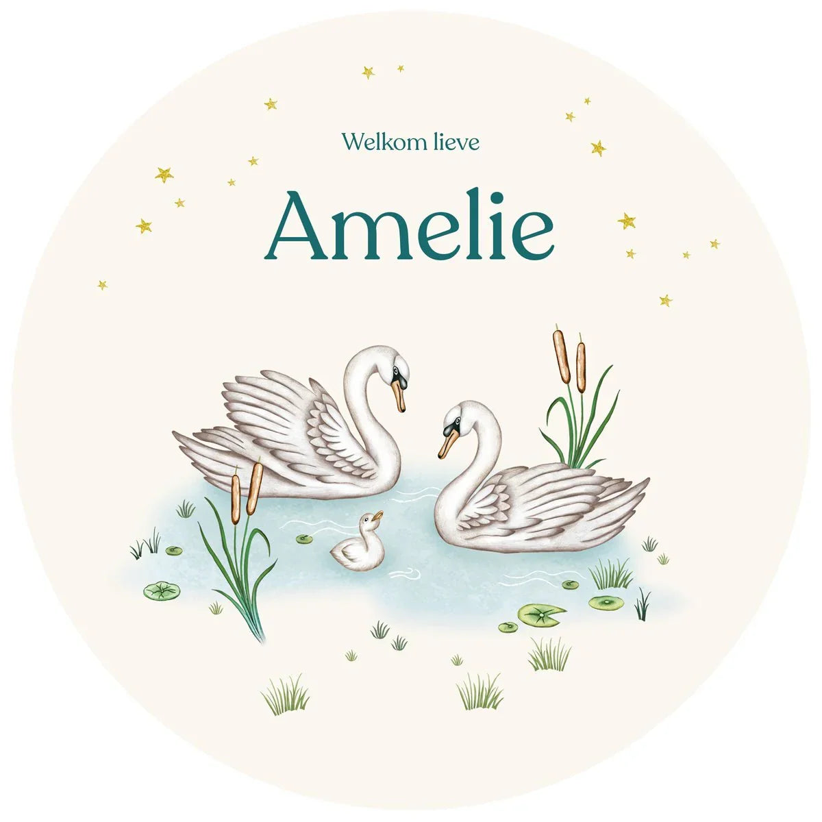 Tuinbord Swan Family - Story of July