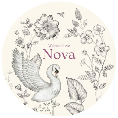 Tuinbord Swan Flowers Offwhite - Story of July