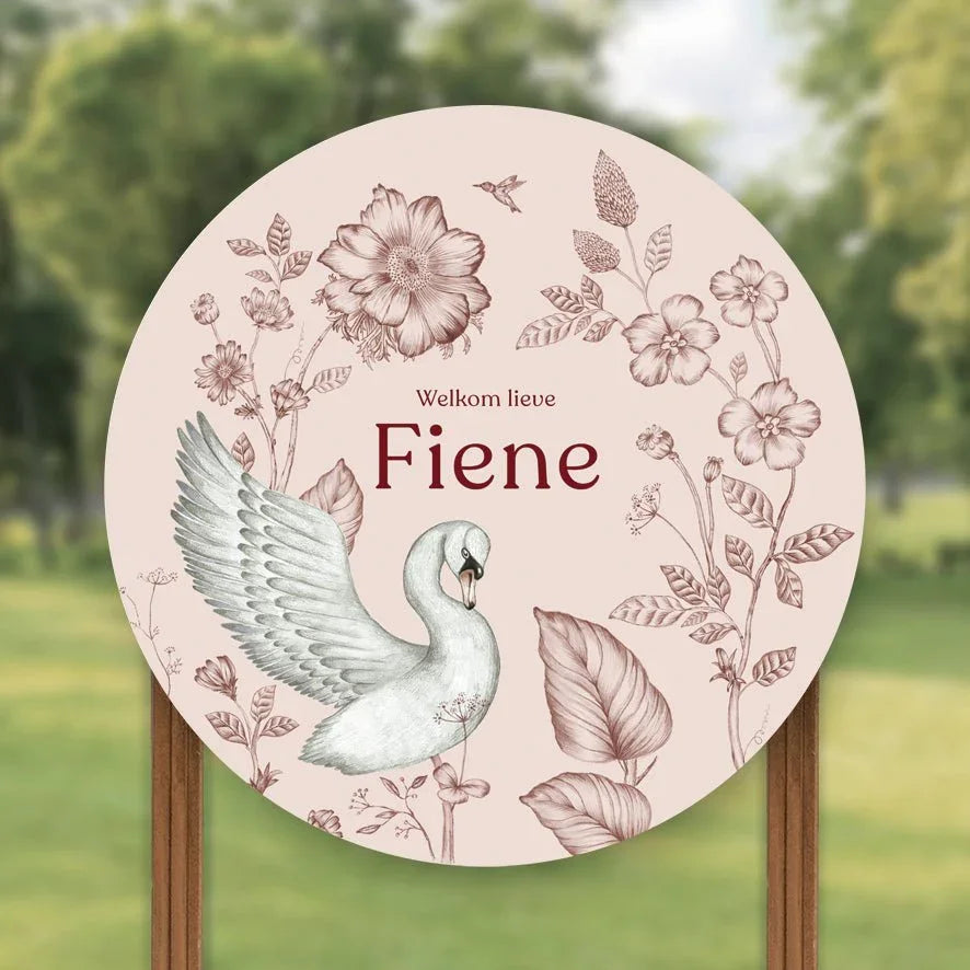 Tuinbord Swan Flowers Pink - Story of July