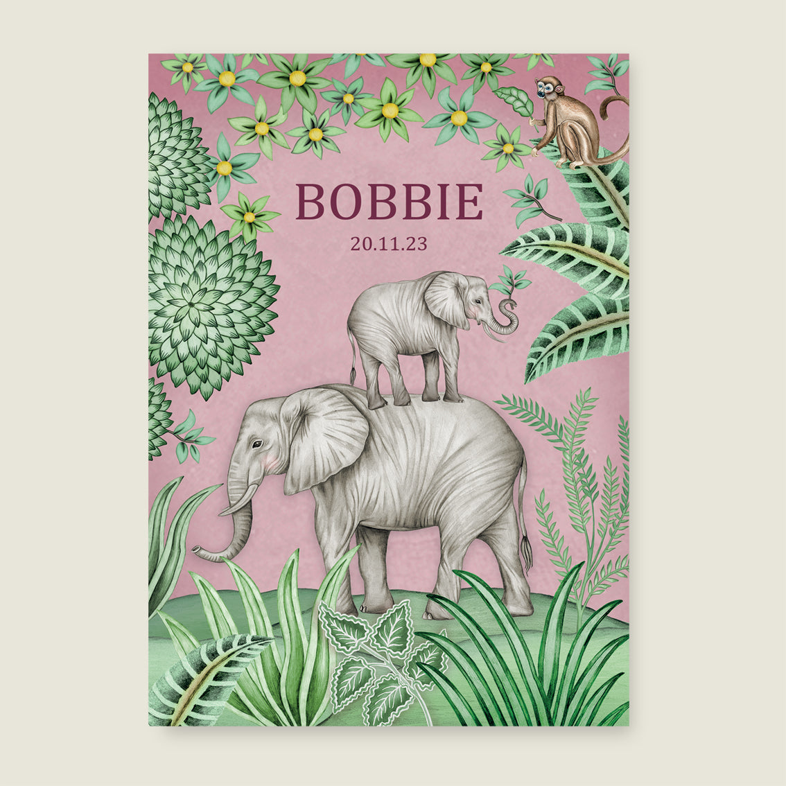 Print Cute elephant light pink
