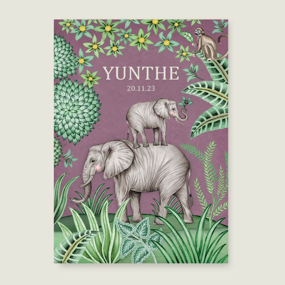 Print Cute elephant purple