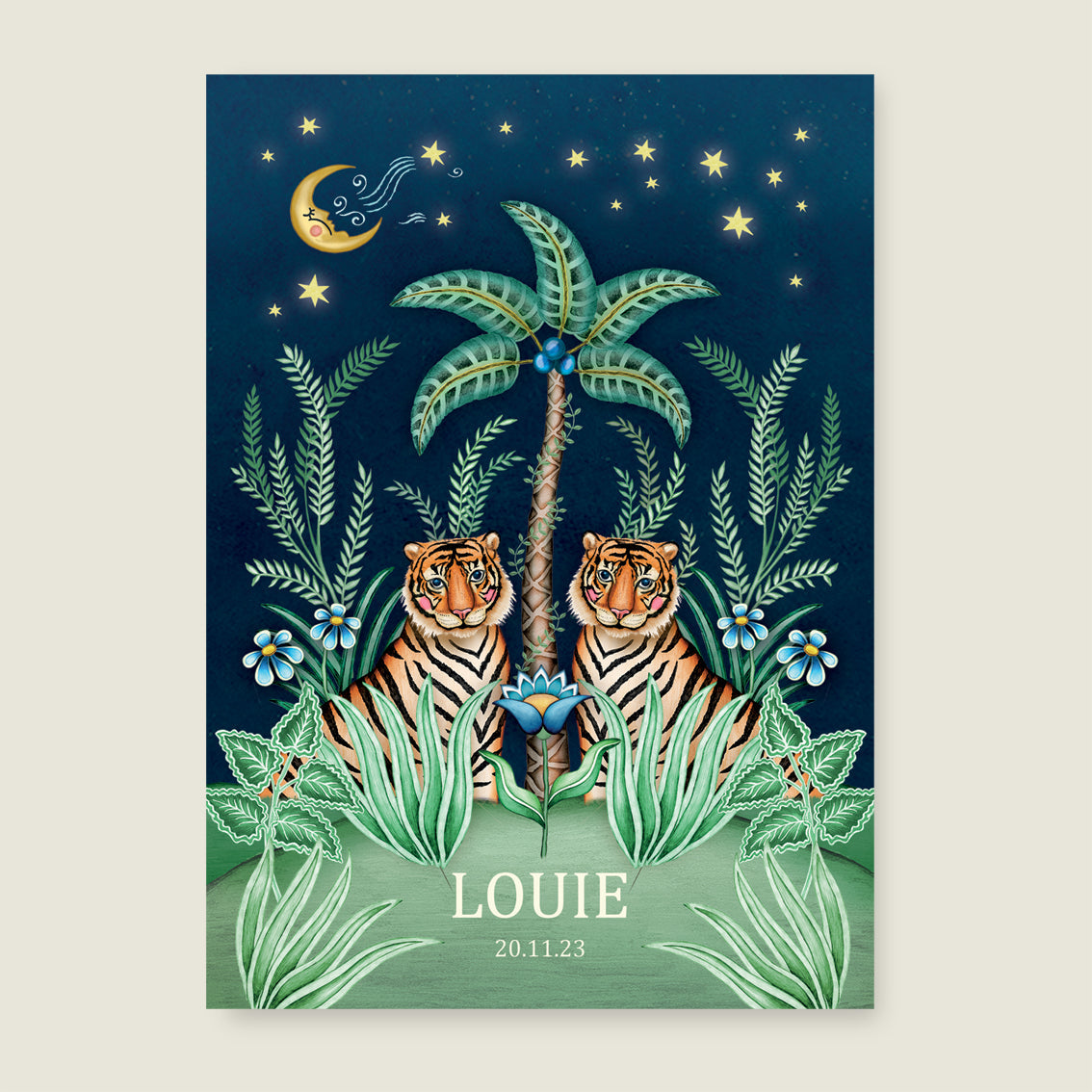 Print Cute tigers blue