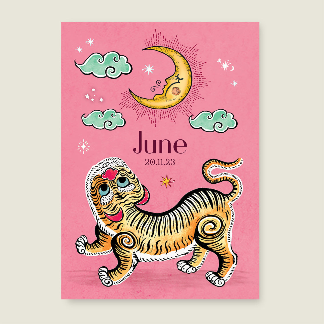 Print Tiger moon pink
