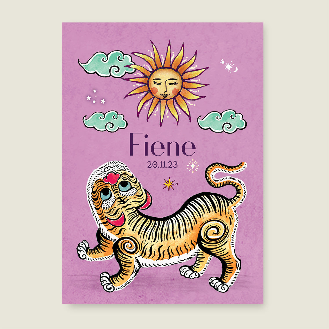 Print Tiger sun paars
