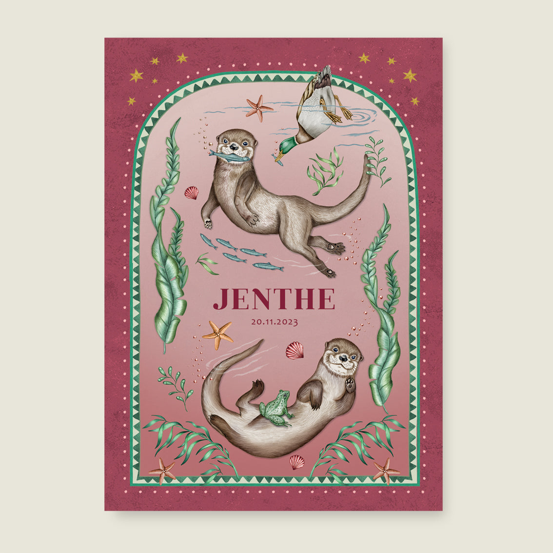 Print Cheeky otters pink
