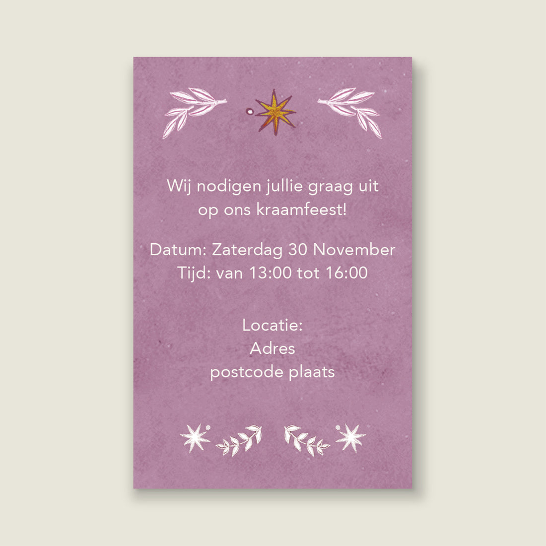 Baby shower card Moon lilac