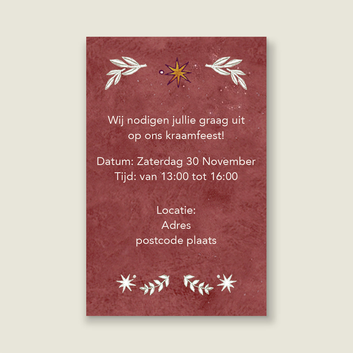 Baby shower card Moon red
