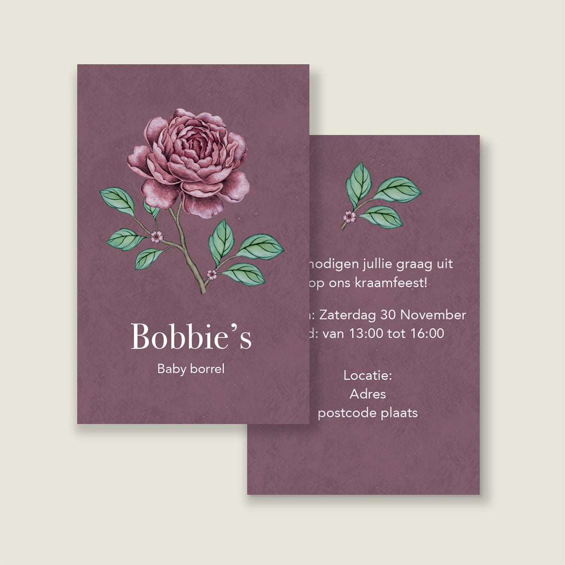 Baby shower card Chinoiserie pink