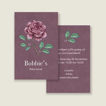 Baby shower card Chinoiserie pink