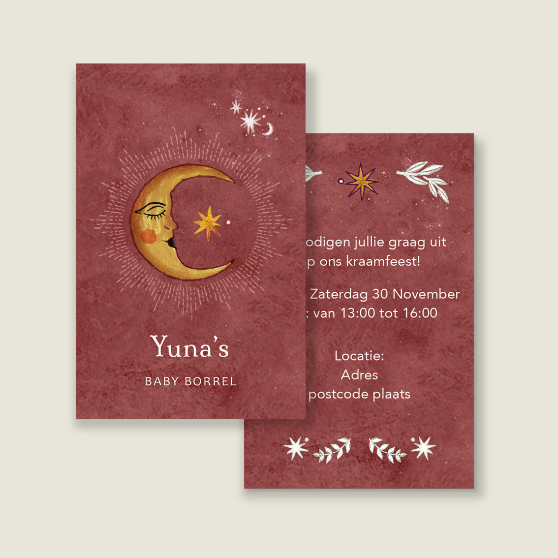 Baby shower card Moon red