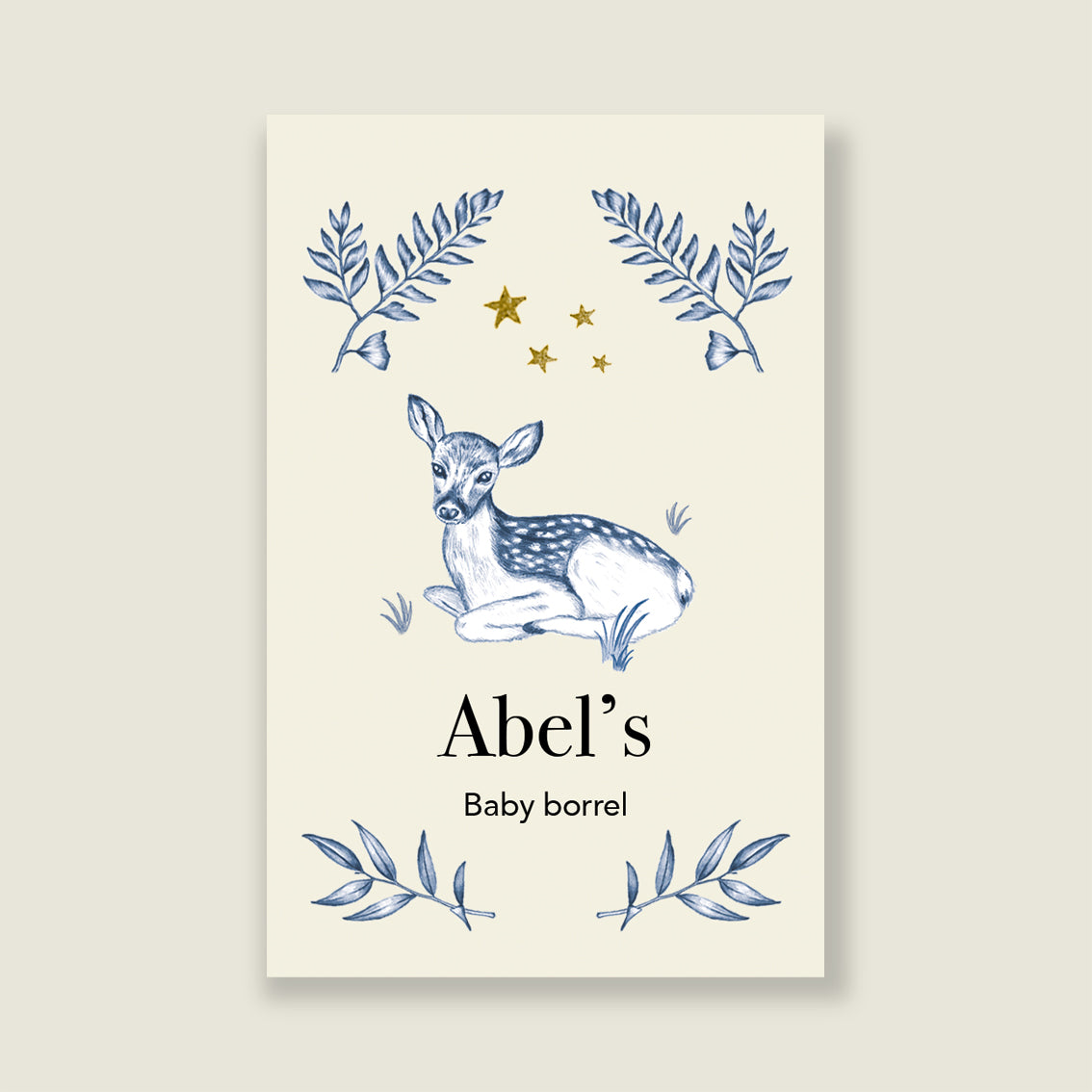 Baby shower card Oh deer blue