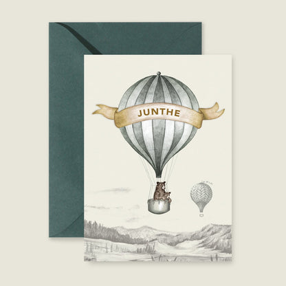 Geboortekaartje Bear Balloon Grey - Story of July