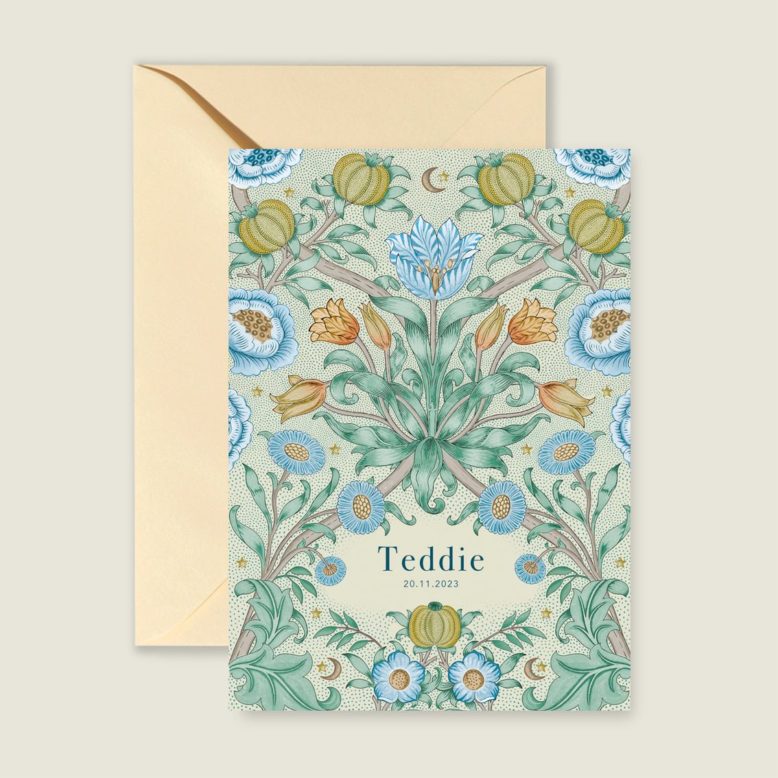 Geboortekaartje Blooming Flowers Blue - Story of July