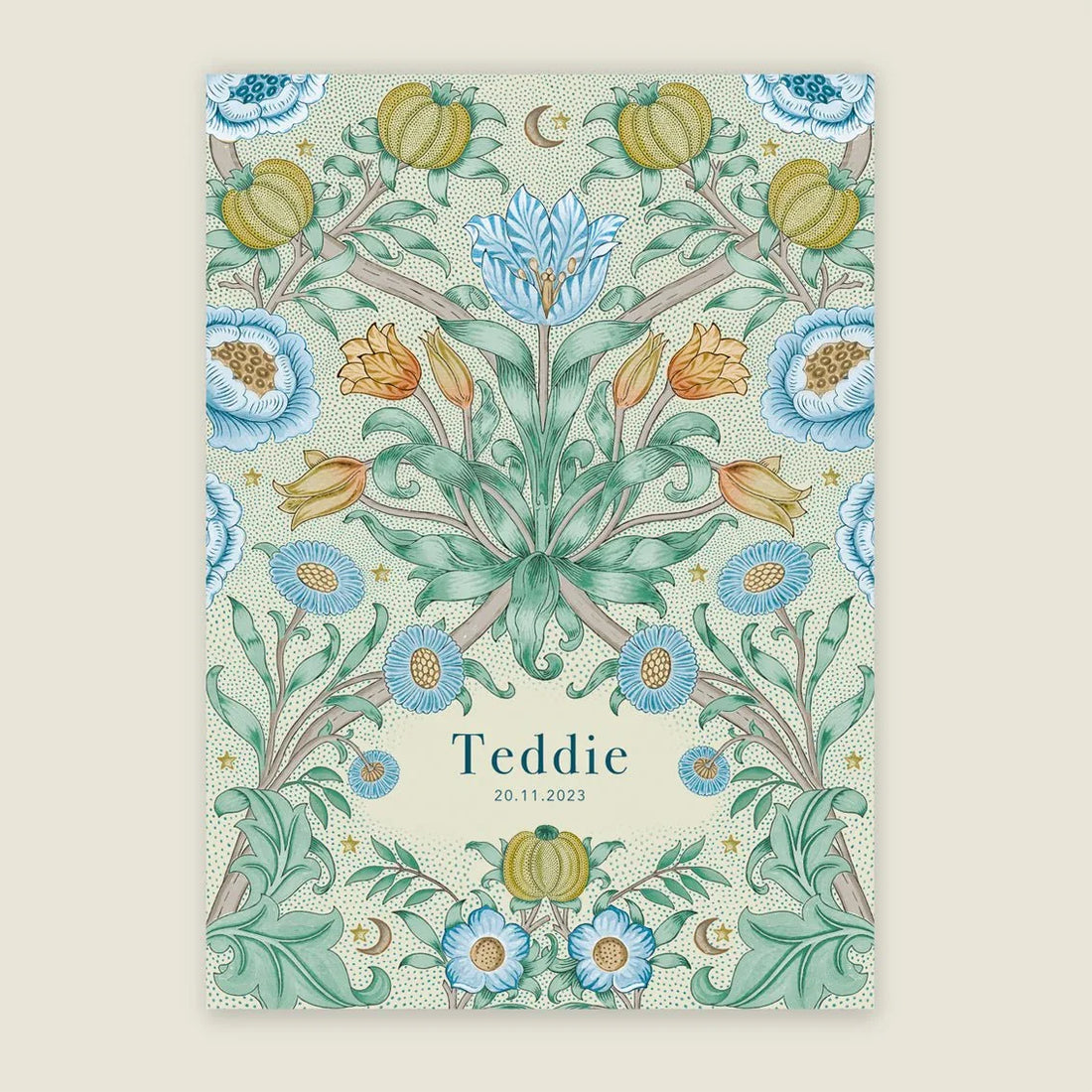 Geboortekaartje Blooming Flowers Blue - Story of July