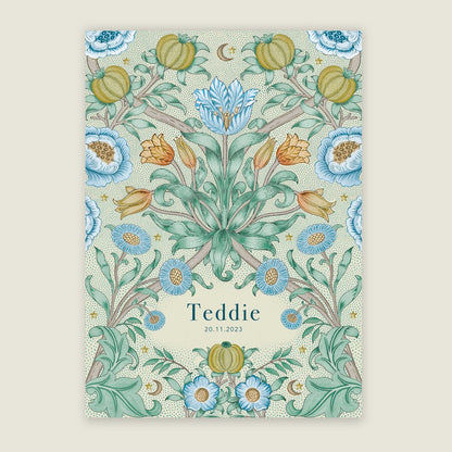 Geboortekaartje Blooming Flowers Blue - Story of July