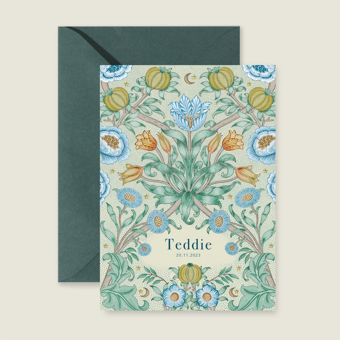 Geboortekaartje Blooming Flowers Blue - Story of July