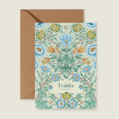 Geboortekaartje Blooming Flowers Blue - Story of July