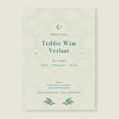 Geboortekaartje Blooming Flowers Blue - Story of July