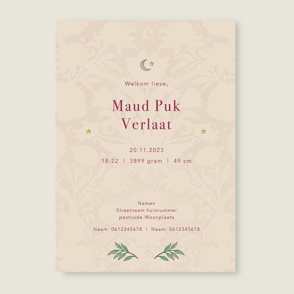 Geboortekaartje Blooming Flowers Pink - Story of July