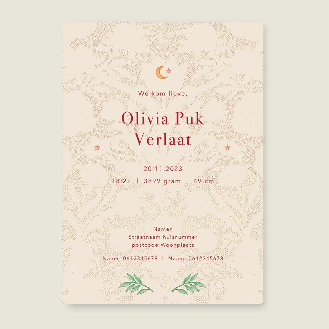 Geboortekaartje Blooming Flowers Red - Story of July