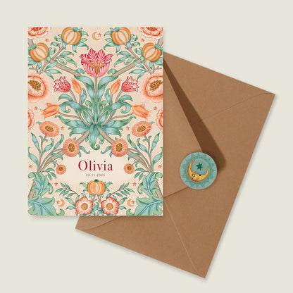 Geboortekaartje Blooming Flowers Red - Story of July