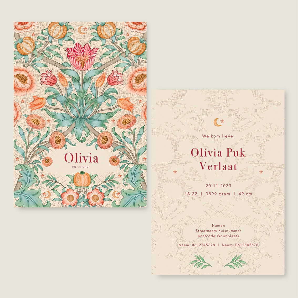 Geboortekaartje Blooming Flowers Red - Story of July