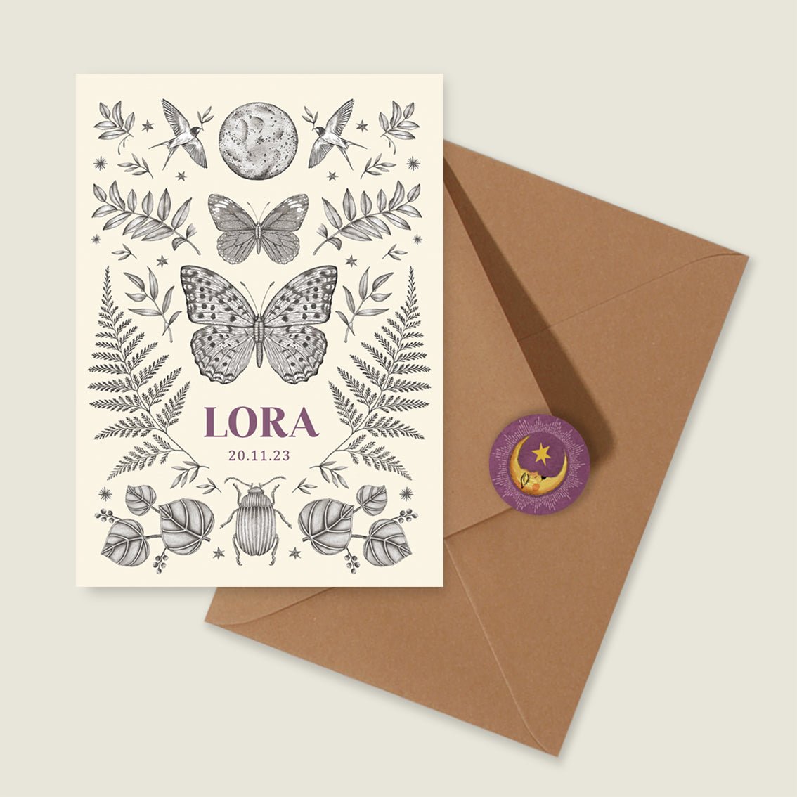 Geboortekaartje Butterfly - Story of July