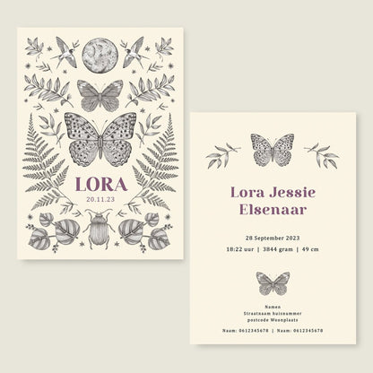 Geboortekaartje Butterfly - Story of July