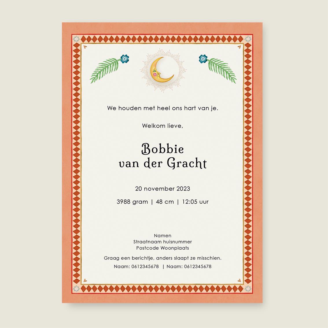 Geboortekaartje Crane Bird And The Elephant Terra - Story of July