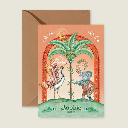 Geboortekaartje Crane Bird And The Elephant Terra - Story of July
